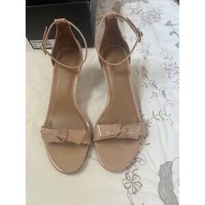 Nordstrom Rack Women's Shoes Size 7 "Teagan" 2" Kitten Heel Sandals Tan Patent